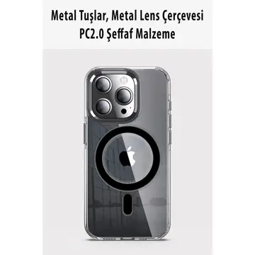 Joko  İphone 14 Pro Kılıf Crystal Magsafe Kapak - Siyah