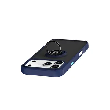 İphone 17 Pro Max Montreal Yüzüklü Silikon Kapak - Lacivert