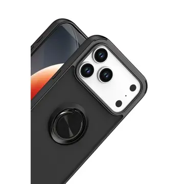 İphone 17 Pro Max Montreal Yüzüklü Silikon Kapak - Siyah