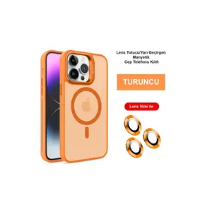 Joko  İphone 14 Pro Kılıf Flet Lens Magsafe Kapak - Turuncu