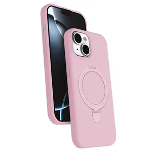 İphone 15 Regal Magsafe Standlı Kapak - Açık Pembe