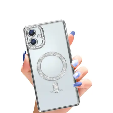 Samsung Galaxy A06 Joke Simli Magneticsafe Kılıf - Gümüş