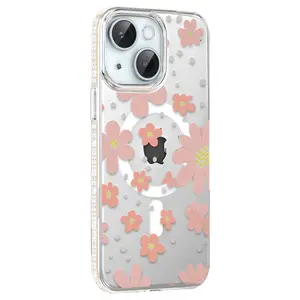 Joko  İphone 14 Floral Magsafe Kapak - Pembe