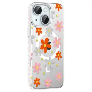 Joko  İphone 14 Floral Magsafe Kapak - Turuncu