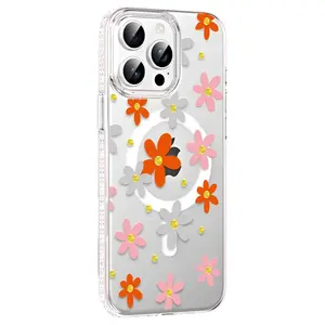 Joko  İphone 15 Pro Floral Magsafe Kapak - Turuncu
