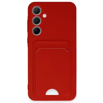 Samsung Galaxy A35 5g Kılıf Kelvin Kartvizitli Silikon - Kırmızı