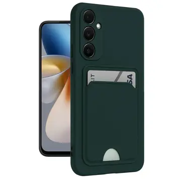 Samsung Galaxy A55 5g Kılıf Kelvin Kartvizitli Silikon - Koyu Yeşil