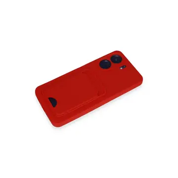 Xiaomi Redmi 13c Kılıf Kelvin Kartvizitli Silikon - Kırmızı