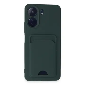 Xiaomi Redmi 13c Kılıf Kelvin Kartvizitli Silikon - Koyu Yeşil