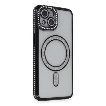 İphone 13 Kılıf Joke Simli Magneticsafe Kılıf - Siyah