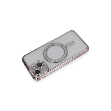 İphone 13 Kılıf Joke Simli Magneticsafe Kılıf - Pembe