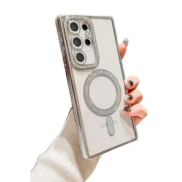 Samsung Galaxy S24 Ultra Kılıf Joke Simli Magneticsafe Kılıf - Siyah