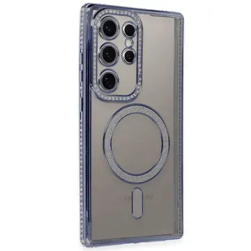 Samsung Galaxy S24 Ultra Kılıf Joke Simli Magneticsafe Kılıf - Mavi