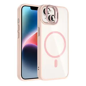 Joko  İphone 14 Remim Lensli Magsafe Standlı Kapak - Pembe