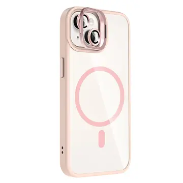 Joko  İphone 14 Remim Lensli Magsafe Standlı Kapak - Pembe