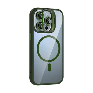 Joko  İphone 14 Pro Max Remim Lensli Magsafe Standlı Kapak - Koyu Yeşil