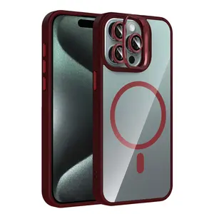 Joko  İphone 15 Pro Max Remim Lensli Magsafe Standlı Kapak - Bordo