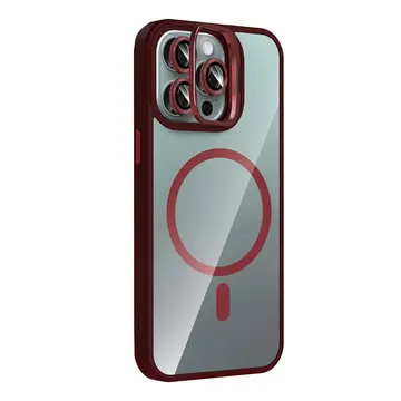 Joko  İphone 15 Pro Max Remim Lensli Magsafe Standlı Kapak - Bordo