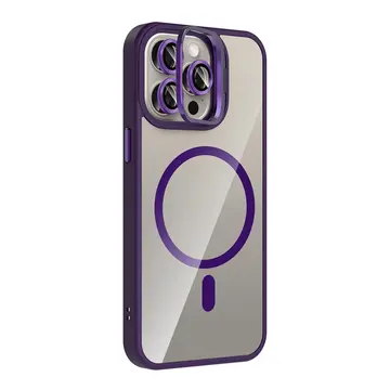 Joko  İphone 15 Pro Max Remim Lensli Magsafe Standlı Kapak - Derin Mor