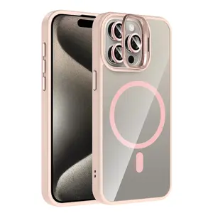 Joko  İphone 15 Pro Max Remim Lensli Magsafe Standlı Kapak - Pembe