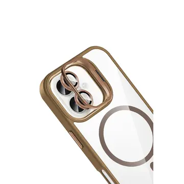 Joko  İphone 16 Remim Lensli Magsafe Standlı Kapak - Kahverengi