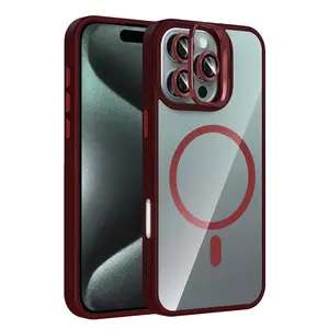 Joko  İphone 16 Pro Remim Lensli Magsafe Standlı Kapak - Bordo