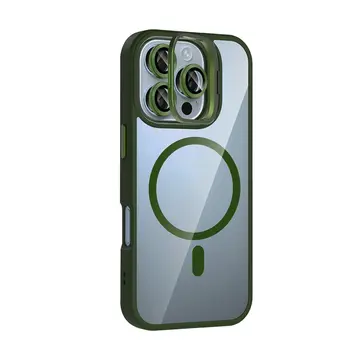 Joko  İphone 16 Pro Remim Lensli Magsafe Standlı Kapak - Koyu Yeşil