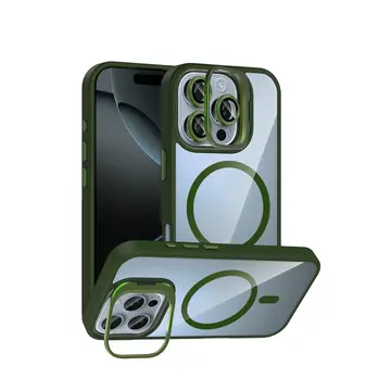 Joko  İphone 16 Pro Max Remim Lensli Magsafe Standlı Kapak - Koyu Yeşil
