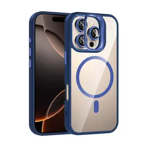 Joko  İphone 16 Pro Max Remim Lensli Magsafe Standlı Kapak - Lacivert