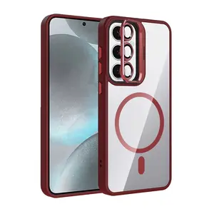 Joko Samsung Galaxy S24 Fe Remim Lensli Magsafe Standlı Kapak - Bordo