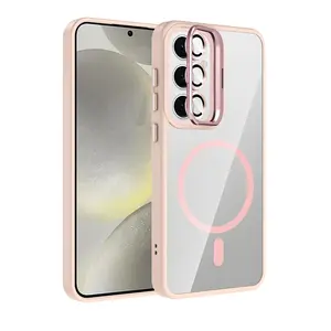 Joko Samsung Galaxy S24 Fe Remim Lensli Magsafe Standlı Kapak - Pembe
