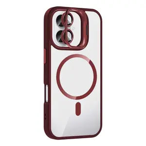 Joko  İphone 17 Remim Lensli Magsafe Standlı Kapak - Bordo
