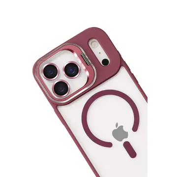 Joko  İphone 17 Pro Remim Lensli Magsafe Standlı Kapak - Bordo