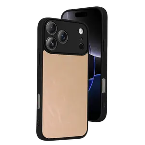 İphone 17 Pro Aras Deri Kapak - Pudra