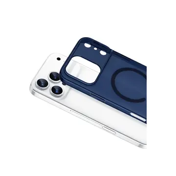 İphone 17 Pro Max Combo Sert Şeffaf Magsafe Kapak - Mavi