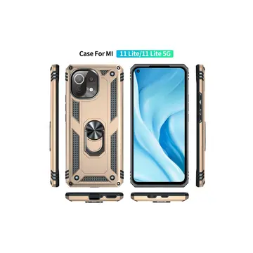 Xiaomi Mi 11 Lite Kılıf Sofya Yüzüklü Silikon Kapak - Gold