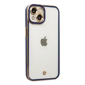 İphone 14 Plus Kılıf Liva Lens Silikon - Mavi