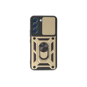 Samsung Galaxy S23 Kılıf Pars Lens Yüzüklü Silikon - Gold