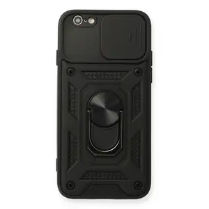 İphone 6 Kılıf Pars Lens Yüzüklü Silikon - Siyah