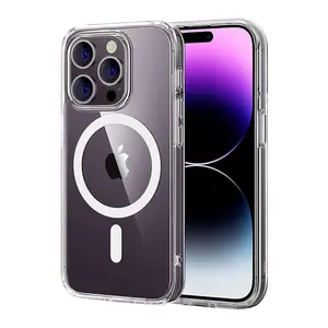 İphone 15 Pro Max Combo Sert Şeffaf Magsafe Kapak - Şeffaf