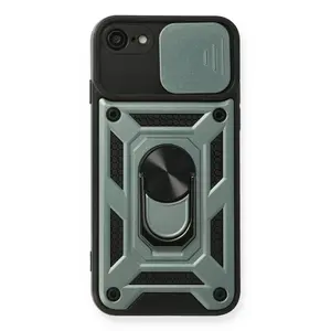 İphone 7 Kılıf Pars Lens Yüzüklü Silikon - Yeşil