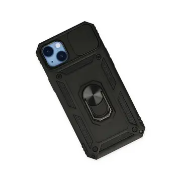 İphone 14 Plus Kılıf Pars Lens Yüzüklü Silikon - Siyah