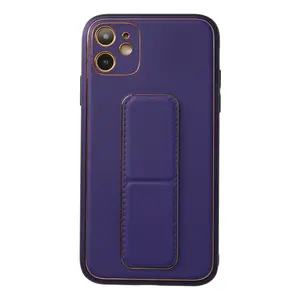 İphone 12 Kılıf Coco Deri Standlı Kapak - Mor