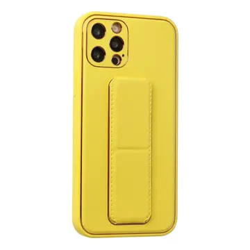 İphone 12 Pro Kılıf Coco Deri Standlı Kapak - Sarı