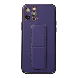İphone 12 Pro Kılıf Coco Deri Standlı Kapak - Mor