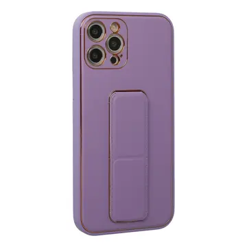 İphone 12 Pro Kılıf Coco Deri Standlı Kapak - Lila