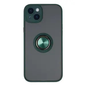 İphone 14 Kılıf Montreal Yüzüklü Silikon Kapak - Yeşil