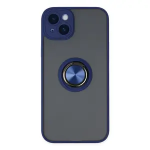 İphone 14 Kılıf Montreal Yüzüklü Silikon Kapak - Lacivert