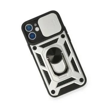 İphone 12 Mini Kılıf Pars Lens Yüzüklü Silikon - Gümüş