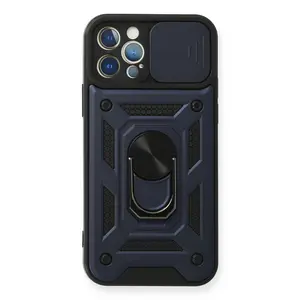 İphone 12 Pro Kılıf Pars Lens Yüzüklü Silikon - Lacivert